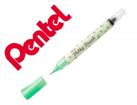 5un PINCEL PENTEL MILKY BRUSH COR PASTEL VERDE