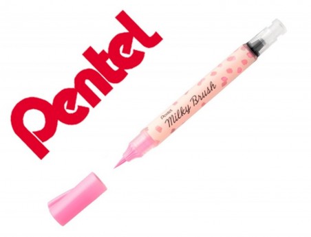 5un PINCEL PENTEL MILKY BRUSH COR PASTEL ROSA