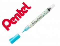 5un PINCEL PENTEL MILKY BRUSH COR PASTEL AZUL