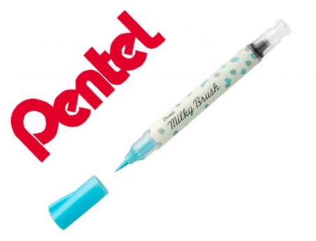 5un PINCEL PENTEL MILKY BRUSH COR PASTEL AZUL