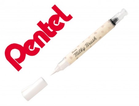 5un PINCEL PENTEL MILKY BRUSH COR PASTEL BRANCO