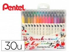 PINCEL PENTEL BRUSH SIGN PEN COM PONTA DUPLA ESTOJO COM 30 U