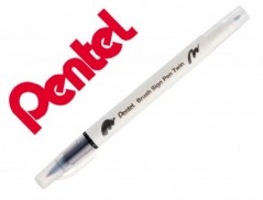 10un PINCEL PENTEL BRUSH SIGN PEN COM PONTA DUPLA COR PRETO