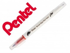 10un PINCEL PENTEL BRUSH SIGN PEN COM PONTA DUPLA COR CASTAN