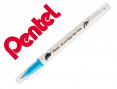 10un PINCEL PENTEL BRUSH SIGN PEN COM PONTA DUPLA COR TURQUE