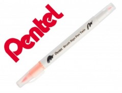 10un PINCEL PENTEL BRUSH SIGN PEN COM PONTA DUPLA COR LARANJ