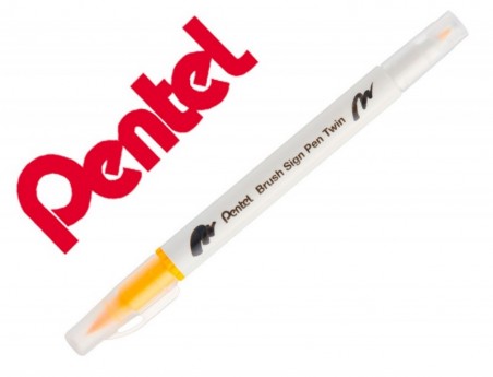 10un PINCEL PENTEL BRUSH SIGN PEN COM PONTA DUPLA COR AMAREL