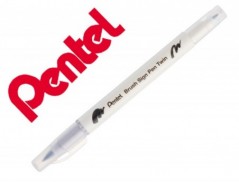 10un PINCEL PENTEL BRUSH SIGN PEN COM PONTA DUPLA COR CINZA
