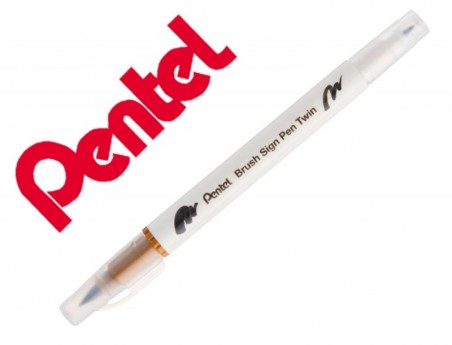 10un PINCEL PENTEL BRUSH SIGN PEN COM PONTA DUPLA COR CASTAN