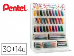 PINCEL PENTEL BRUSH SIGN PEN COM PONTA DUPLA EXPOSITOR COM 3