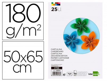 CARTOLINA LIDERPAPEL 50X65 CM 180 GR 25 CORES SORTIDAS PACK