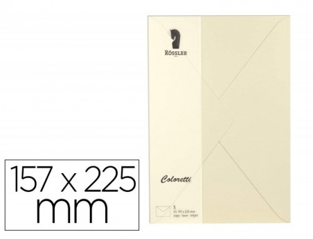 ENVELOPE ROSSLER COLORETTI C5 COR CREME 157X225 MM PACK DE 5