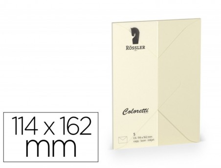 ENVELOPE ROSSLER COLORETTI C6 COR CREME 114X162 MM PACK DE 5