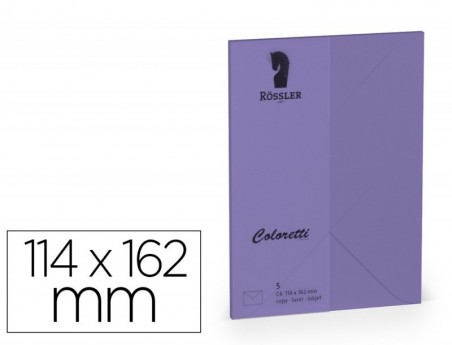 ENVELOPE ROSSLER COLORETTI C6 COR LILAS 114X162 MM PACK DE 5