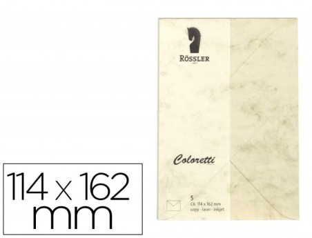 ENVELOPE ROSSLER COLORETTI C6 COR MARMORE CREME 114X162 MM P