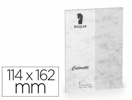 ENVELOPE ROSSLER COLORETTI C6 COR MARMORE CINZA 114X162 MM P