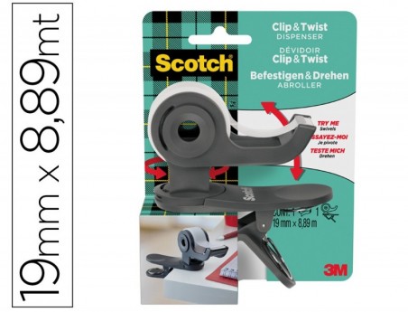 DESENROLADOR SCOTCH CLIP & TWIST INCLUI 1 FITA SCOTCH MAGIC
