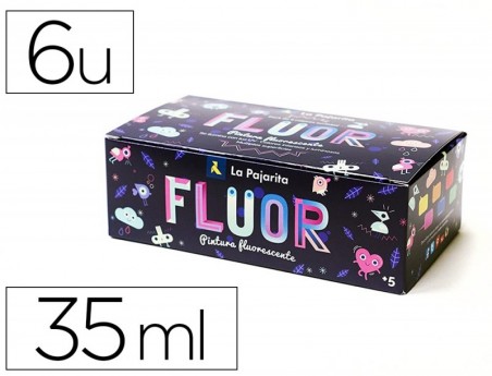 PINTURA ACRILICA LA PAJARITA FLUORESCENTE 35 ML CAIXA DE 6 U