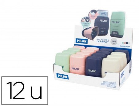 APARA LAPIS MILAN COMPACT SERIE 1918 PLASTICO 2 USOS COM BOR