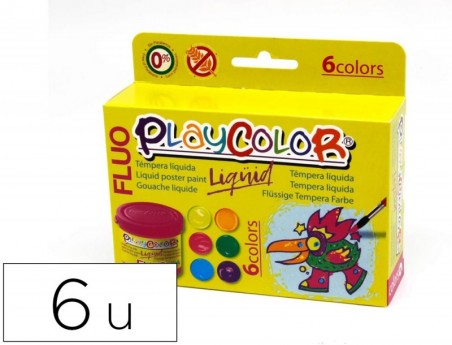 GUACHE LIQUIDO PLAYCOLOR LIQUID FLUO 40 ML CAIXA 6 UNIDADES