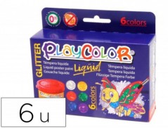 GUACHE LIQUIDO PLAYCOLOR LIQUID GLITTER 40 ML CAIXA DE 6 UNI