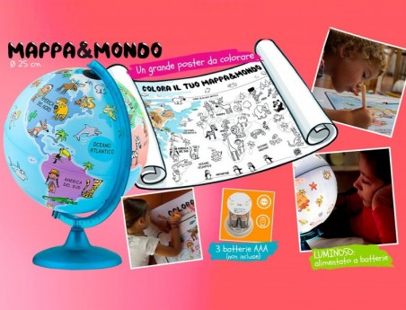GLOBO TERRESTRE NOVA RICO COM LUZ INFANTIL MAPPA&MONDO BASE