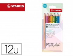 LAPIS DE COR STABILO AQUACOLOR AGUARELAVEIS PASTEL LOVE ESTO