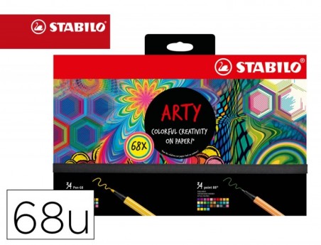 MARCADOR STABILO AGUARELAVEL PEN 68/88 ARTY LINE HERO ESTOJO