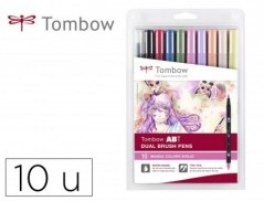 MARCADOR TOMBOW DUAL BRUSH PONTA DUPLA PINCEL ESTOJO DE 10 U