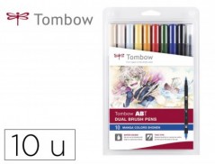 MARCADOR TOMBOW DUAL BRUSH PONTA DUPLA PINCEL ESTOJO DE 10 U