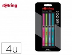 MARCADOR ROTRING FINELINER PONTA METALICA 0,4 MM PACK DE 4 C