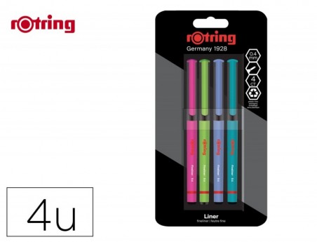 MARCADOR ROTRING FINELINER PONTA METALICA 0,4 MM PACK DE 4 C