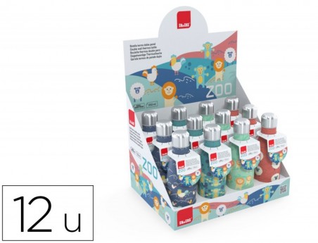 GARRAFA IBILI TERMO PAREDE DUPLA ZOO 350 ML EXPOSITOR DE 12