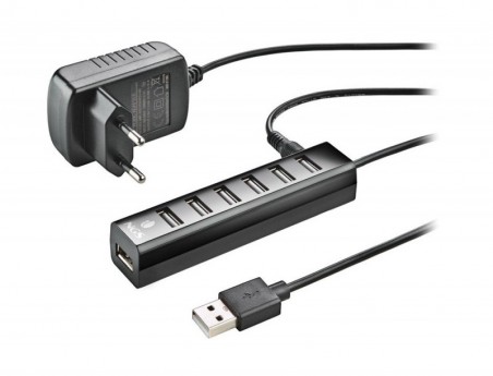 HUB NGS TINY 7 PORTAS COM ADAPTADOR DE CORRENTE USB 2.0