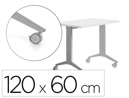 MESA ROCADA 2000FD04 COM TAMPO REBATIVEL COR ALUMINIO/BRANCO