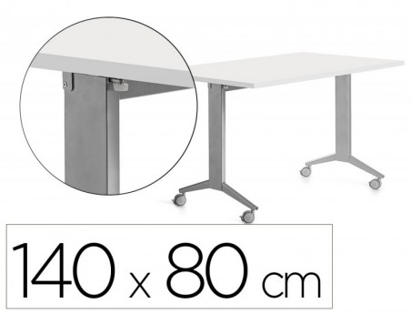MESA ROCADA 2001FD04 COM TAMPO REBATIVEL COR ALUMINIO/BRANCO