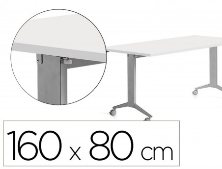 MESA ROCADA 2002FD04 COM TAMPO REBATIVEL COR ALUMINIO/BRANCO
