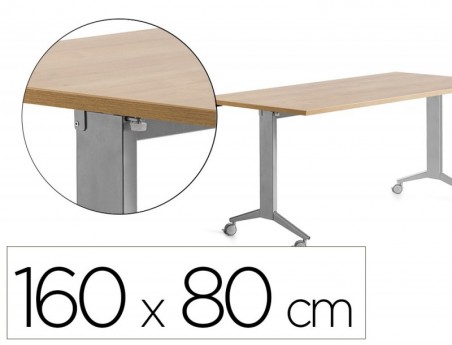 MESA ROCADA 2002FD08 COM TAMPO REBATIVEL COR ALUMINIO/CARVAL