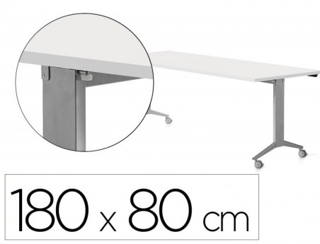MESA ROCADA 2003FD04 COM TAMPO REBATIVEL COR ALUMINIO/BRANCO