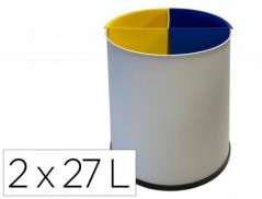 CESTO DE PAPEIS METALICO SIE PARA RECICLAGEM COM 2 DEPARTAME