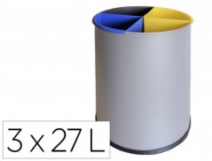 CESTO DE PAPEIS METALICO SIE PARA RECICLAGEM COM 3 DEPARTAME