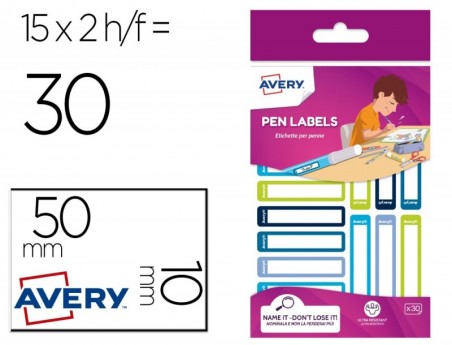 ETIQUETA ADESIVA AVERY PARA ESFEROGRAFICAS E LAPIS AZUL E VE