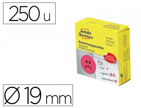 ETIQUETA ADESIVA AVERY SMILE VERMELHO TRISTE 19 MM ROLO DE 2