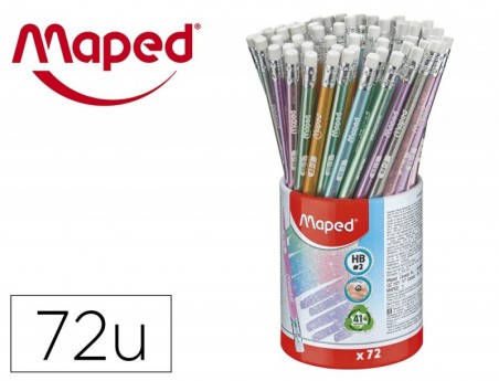 LAPIS DE GRAFITE MAPED PLASTICO GLITTER DECO HB COM BORRACHA