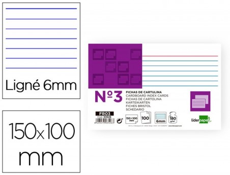 FICHAS EM CARTOLINA, EMB. COM 100, 100X150 MM, PAUTADO