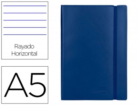 LIVRO APONTAMENTOS SIMILE-PELE PAUTADO A5 AZUL
