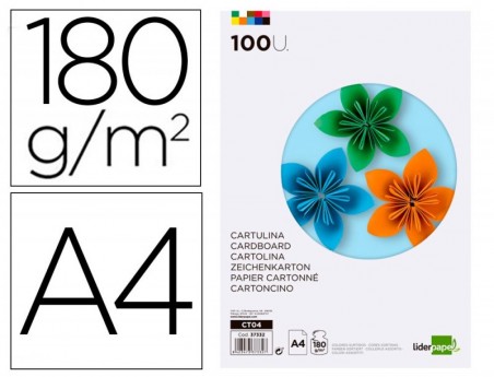 CARTOLINA LIDERPAPEL A4 180GRSEMB. 100FLS -10 CORES SORTIDAS
