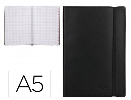 LIVRO APONTAMENTOS SIMILE-PELE COM INDICE A5 PRETO