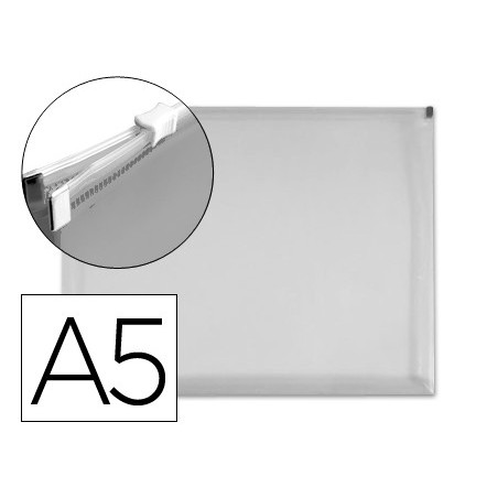 10un BOLSA DOSSIER LIDERPAPEL C/FECHO ECLAIR A5 TRANSPARENTE