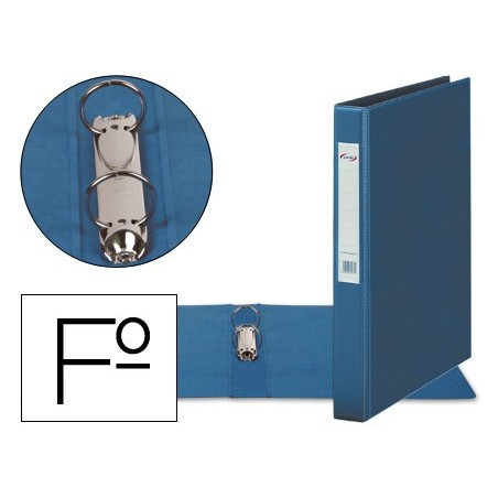 2un PASTA 2 ANEIS 40 MM PLASTICO PARDO FOLIO AZUL
